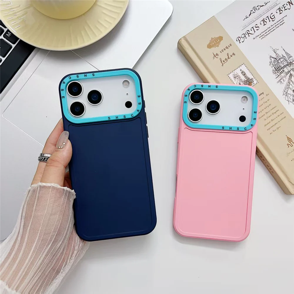 For iPhone 17 Pro Max TPU Case Contrast Color Lens Frame Shockproof Phone Back Cover - Purple - Image 2