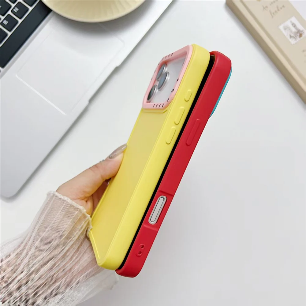 For iPhone 17 Pro Max TPU Case Contrast Color Lens Frame Shockproof Phone Back Cover - Yellow - Image 4
