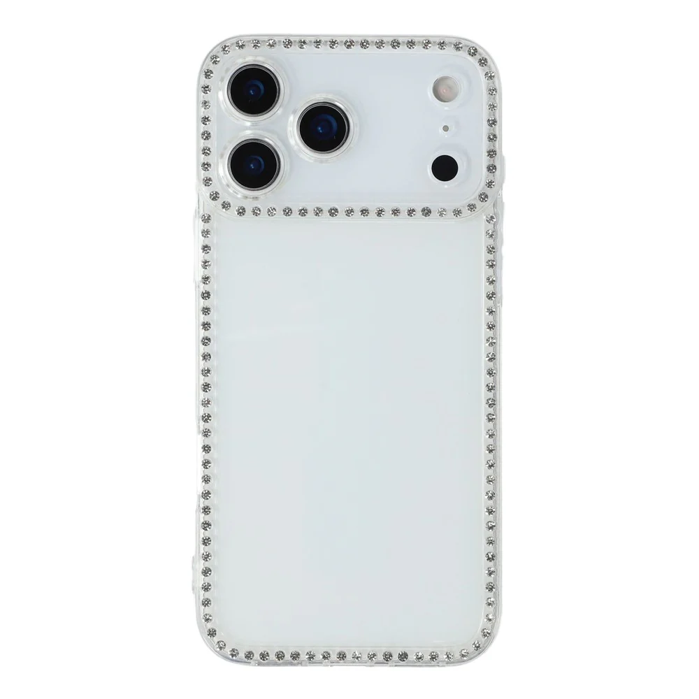 For iPhone 17 Pro Max TPU Case Rhinestone Decor Clear Phone Back Cover, Precise Cutout - Image 3