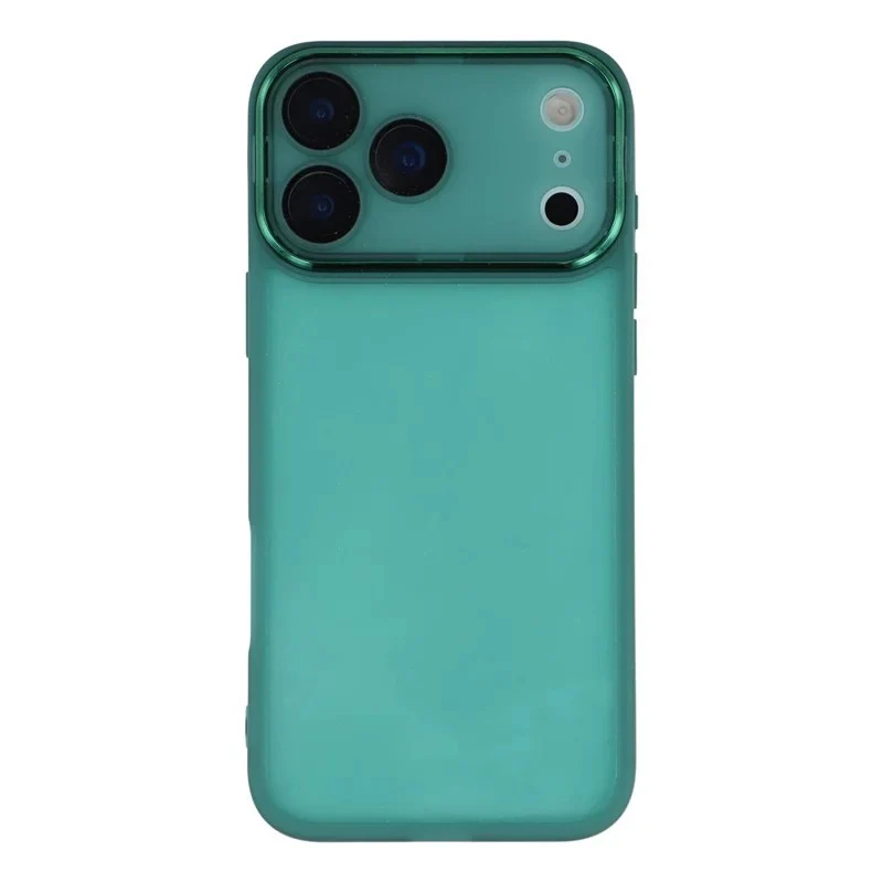 For iPhone 17 Pro Max TPU Case WANLONFENG DKSM Series Electroplated Frame Back Cover with Tempered Glass - Army Green - Image 4