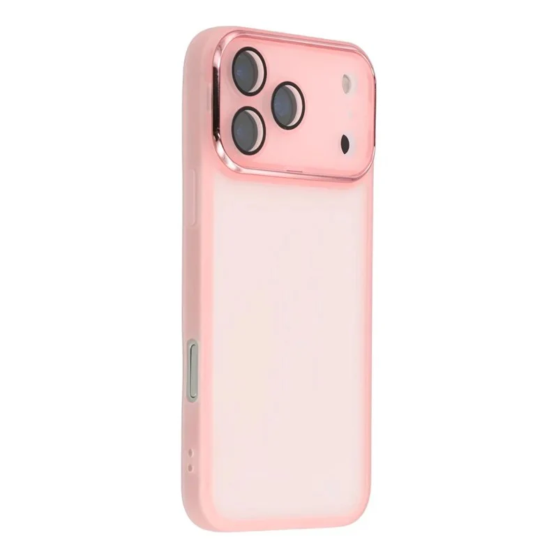 For iPhone 17 Pro Max TPU Case WANLONFENG DKSM Series Electroplated Frame Back Cover with Tempered Glass - Pink - Image 2