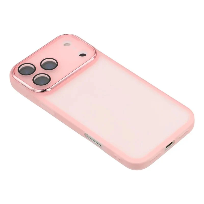 For iPhone 17 Pro Max TPU Case WANLONFENG DKSM Series Electroplated Frame Back Cover with Tempered Glass - Pink - Image 5