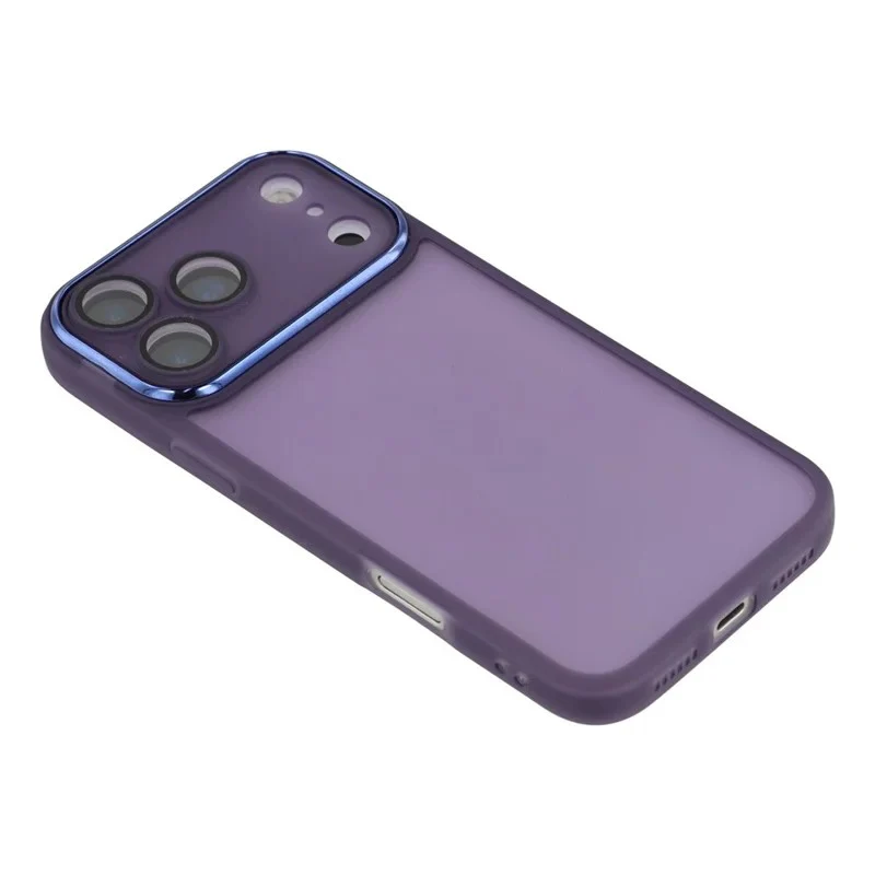 For iPhone 17 Pro Max TPU Case WANLONFENG DKSM Series Electroplated Frame Back Cover with Tempered Glass - Purple - Image 6