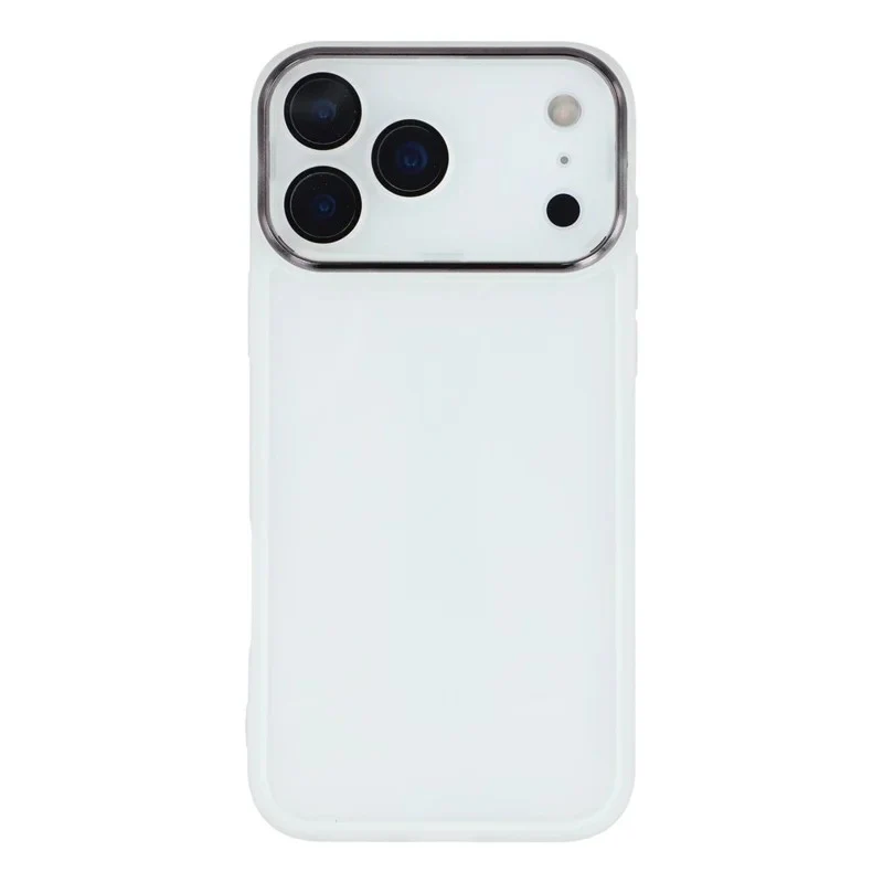 For iPhone 17 Pro Max TPU Case WANLONFENG DKSM Series Electroplated Frame Back Cover with Tempered Glass - White - Image 4