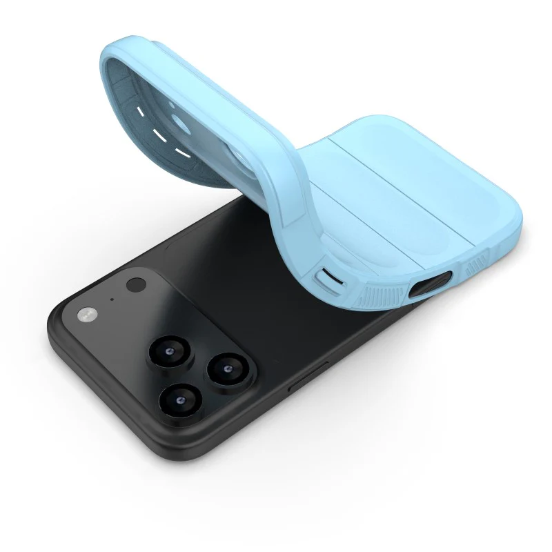 For iPhone 17 Pro Max TPU Case WANLONFENG HD Series Anti Slip Phone Cover with Tempered Glass - Baby Blue - Image 4
