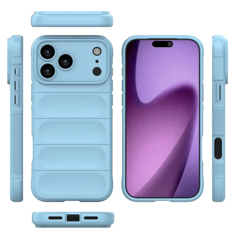 For iPhone 17 Pro Max TPU Case WANLONFENG HD Series Anti Slip Phone Cover with Tempered Glass - Baby Blue - Image 5