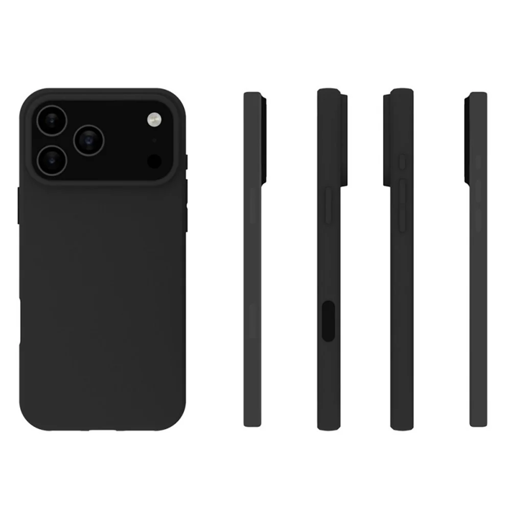 For iPhone 17 Pro Max TPU Case WANLONFENG MS Series Matte Back Cover with Tempered Glass (Big Hole Lens) - Black - Image 2
