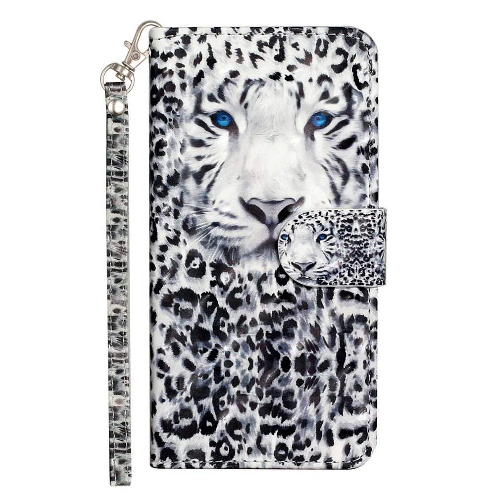 For iPhone 17 Pro Max Wallet Case 3D Pattern Printed Leather Phone Cover with Strap - Leopard - Image 5