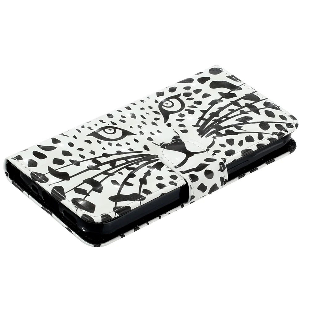 For iPhone 17 Pro Max Wallet Case 3D Pattern Printed Leather Phone Cover with Strap - Leopard Head - Image 4