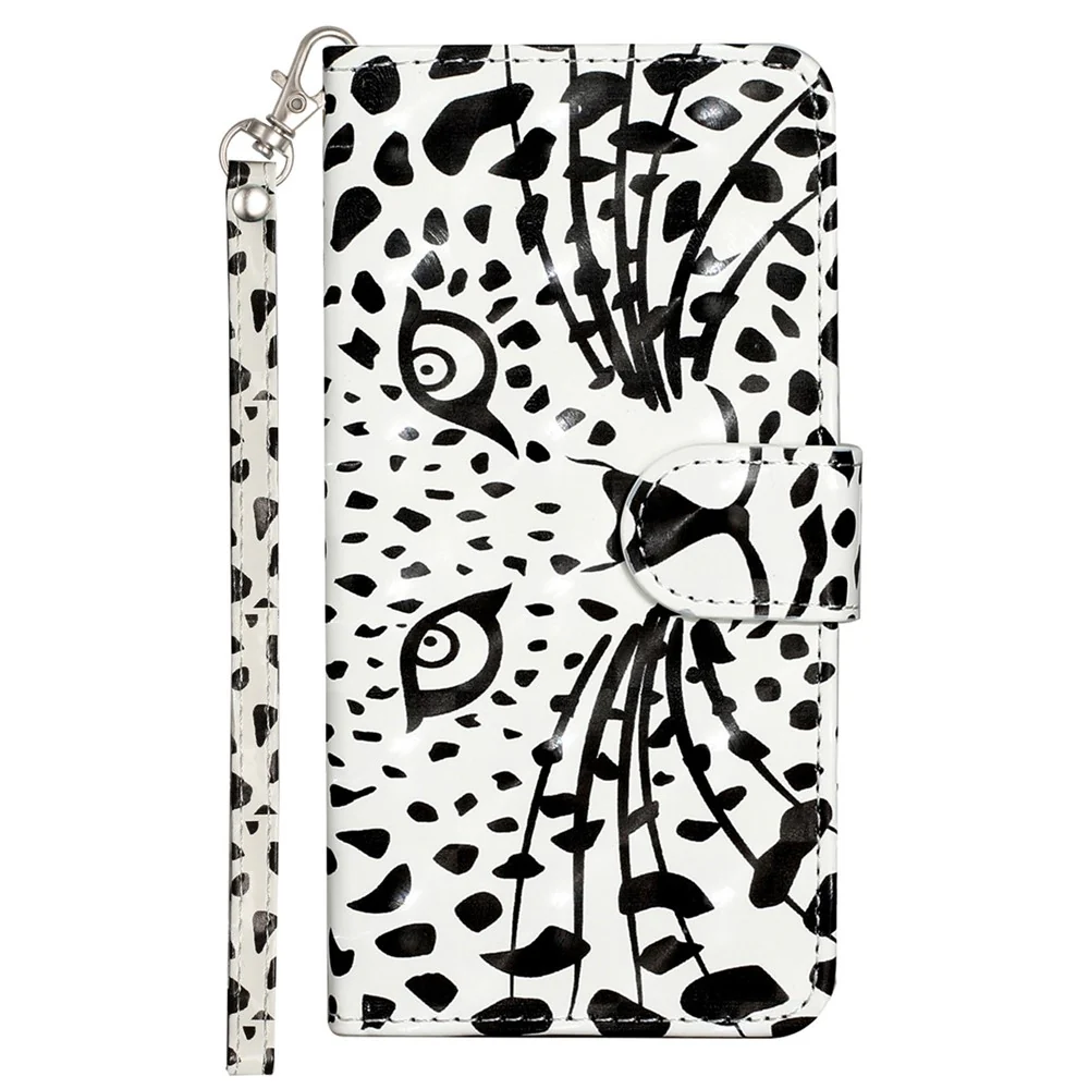 For iPhone 17 Pro Max Wallet Case 3D Pattern Printed Leather Phone Cover with Strap - Leopard Head - Image 5