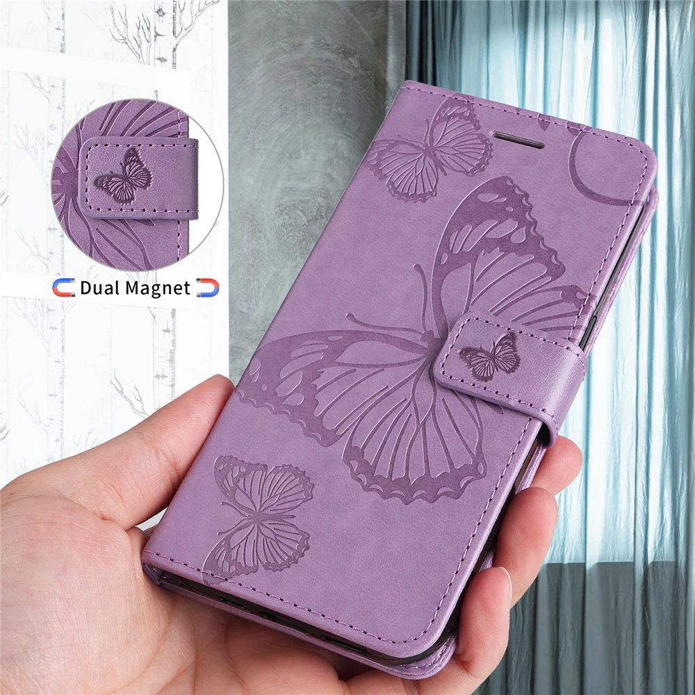 For iPhone 17 Pro Max Wallet Case Floral Butterfly Imprinted Leather Phone Cover Stand - Light Purple - Image 6