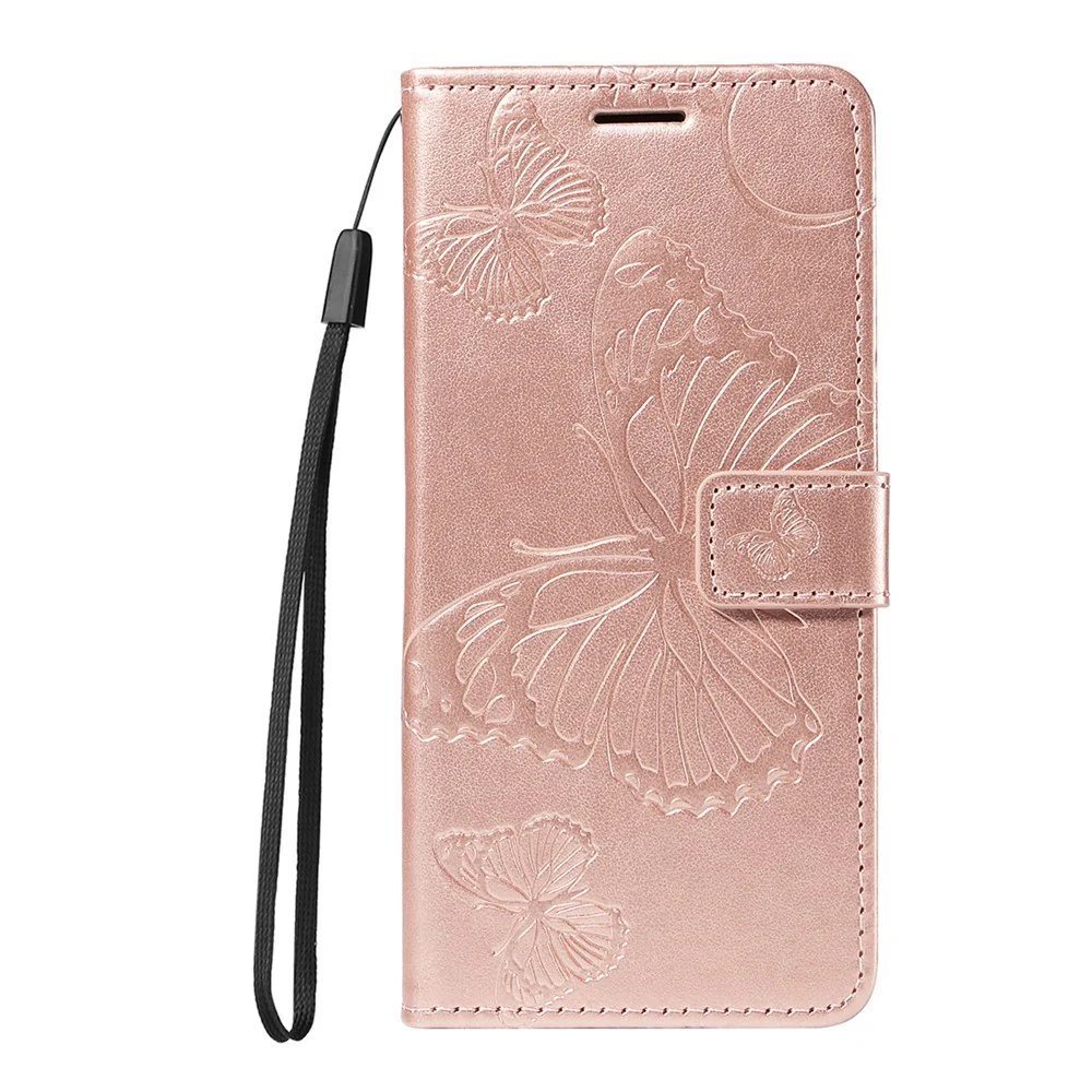 For iPhone 17 Pro Max Wallet Case Floral Butterfly Imprinted Leather Phone Cover Stand -  Rose Gold - Image 7