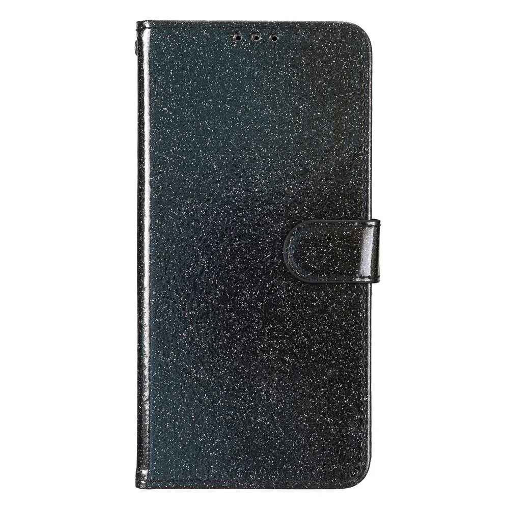 For iPhone 17 Pro Max Wallet Case Glitter Anti-Scratch Leather Stand Phone Cover with Strap - Black - Image 5