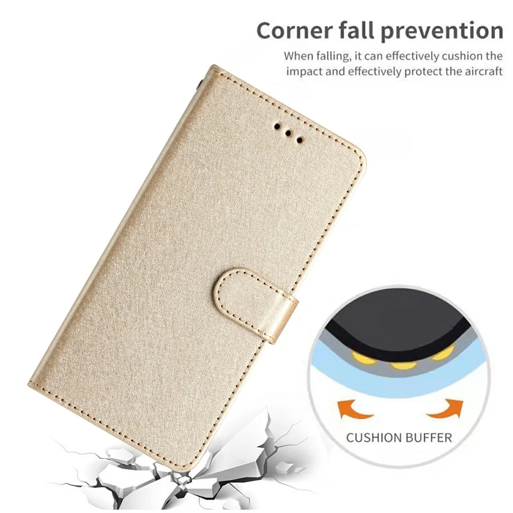 For iPhone 17 Pro Max Wallet Case Leather Folio Phone Cover Magnetic Clasp - Gold - Image 4