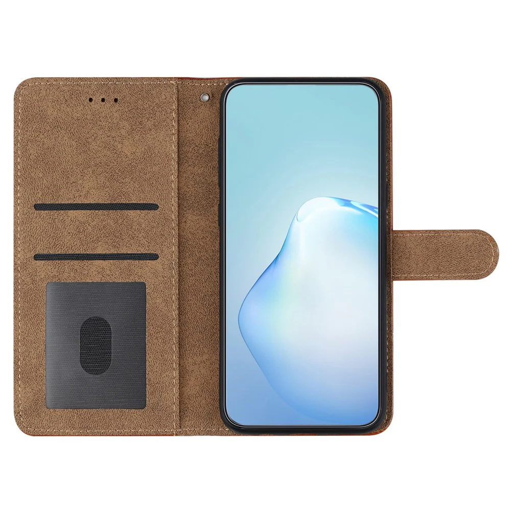 For iPhone 17 Pro Max Wallet Case Line Imprinted Cowhide Texture PU Leather Phone Cover - Brown - Image 2