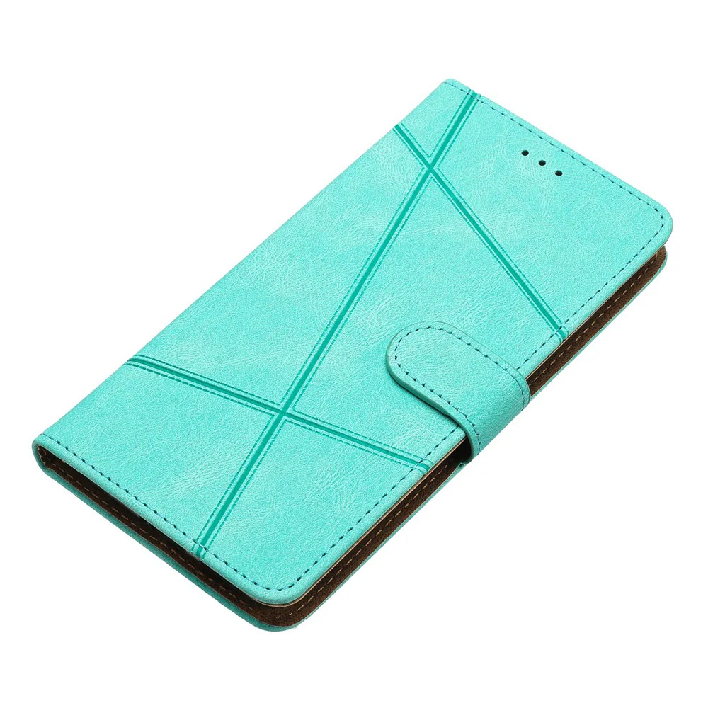 For iPhone 17 Pro Max Wallet Case Line Imprinted Skin-Touch Leather Flip Phone Cover - Green - Image 4