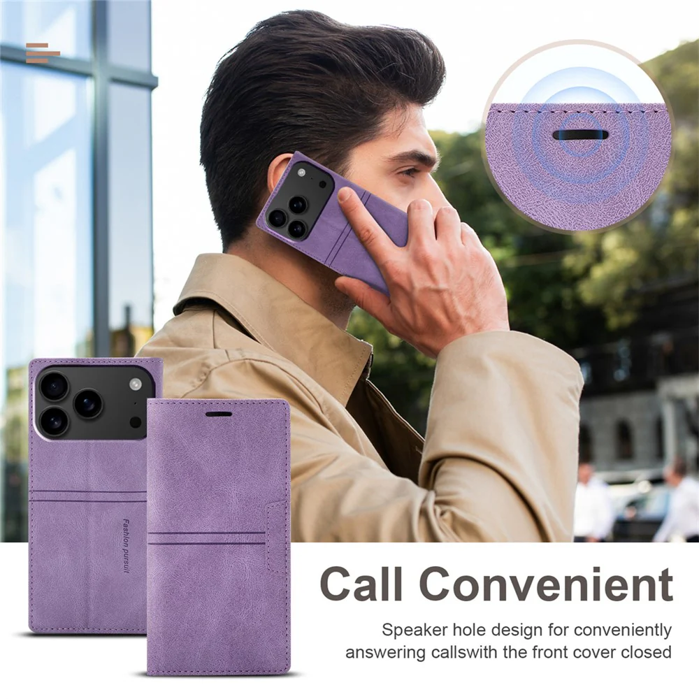 For iPhone 17 Pro Max Wallet Case Magnetic Closing Leather Phone Cover - Purple - Image 7