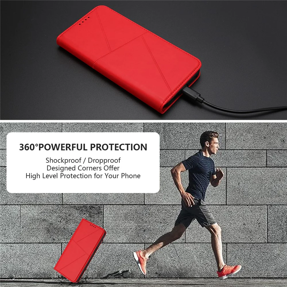 For iPhone 17 Pro Max Wallet Case Magnetic Closure Leather Flip Phone Cover with Stand - Red - Image 3