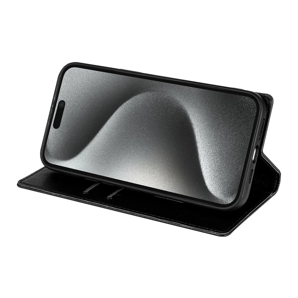 For iPhone 17 Pro Max Wallet Case Magnetic Closure PU Leather Phone Cover - Black - Image 3