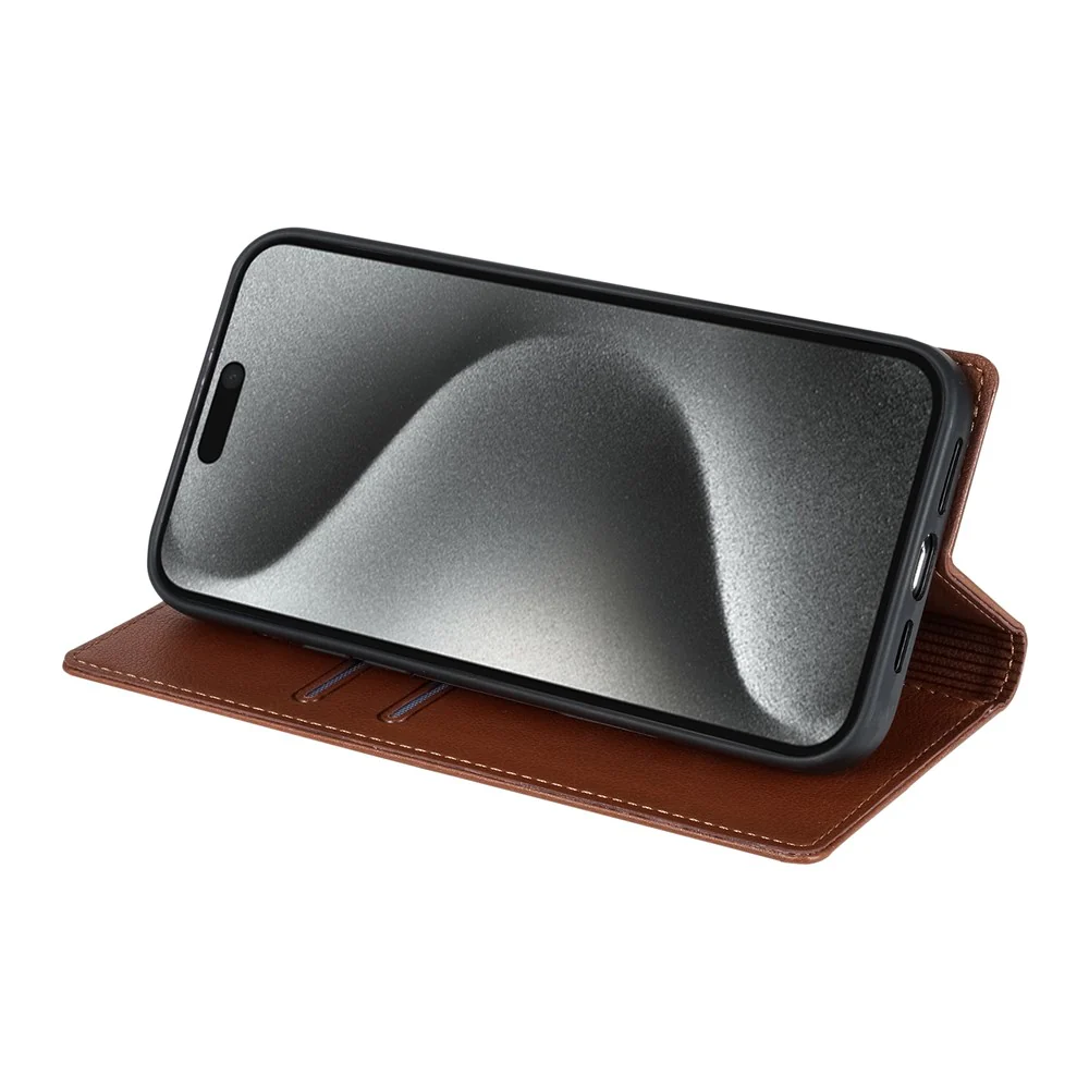 For iPhone 17 Pro Max Wallet Case Magnetic Closure PU Leather Phone Cover - Brown - Image 3