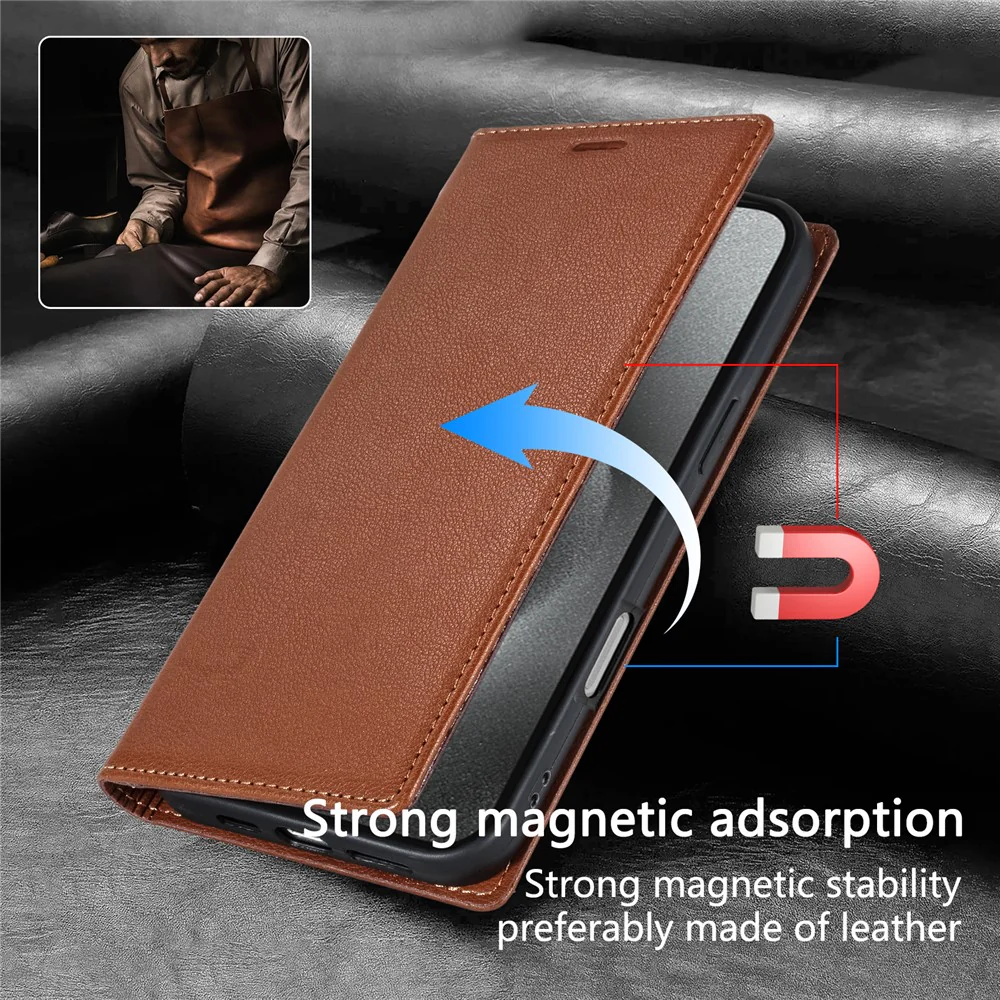 For iPhone 17 Pro Max Wallet Case Magnetic Closure PU Leather Phone Cover - Brown - Image 7