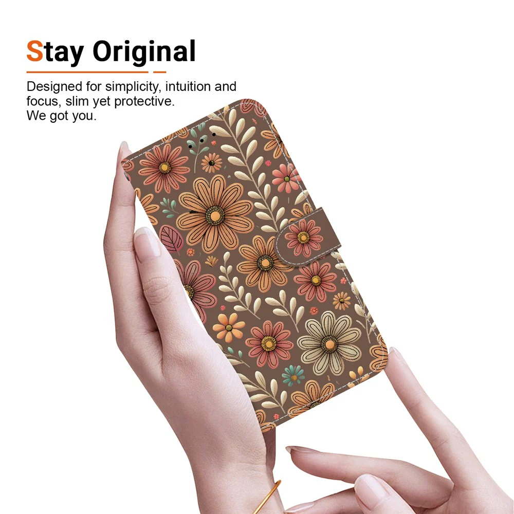 For iPhone 17 Pro Max Wallet Case Pattern Printing Leather Stand Phone Cover with Strap - Blossom - Image 5