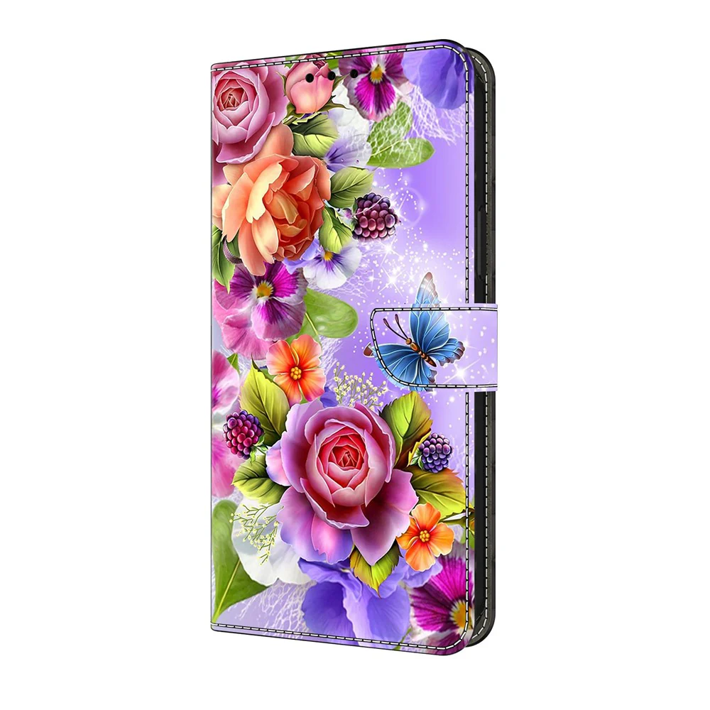 For iPhone 17 Pro Max Wallet Case Pattern Printing PU Leather Flip Stand Phone Cover - Flowers - Image 5