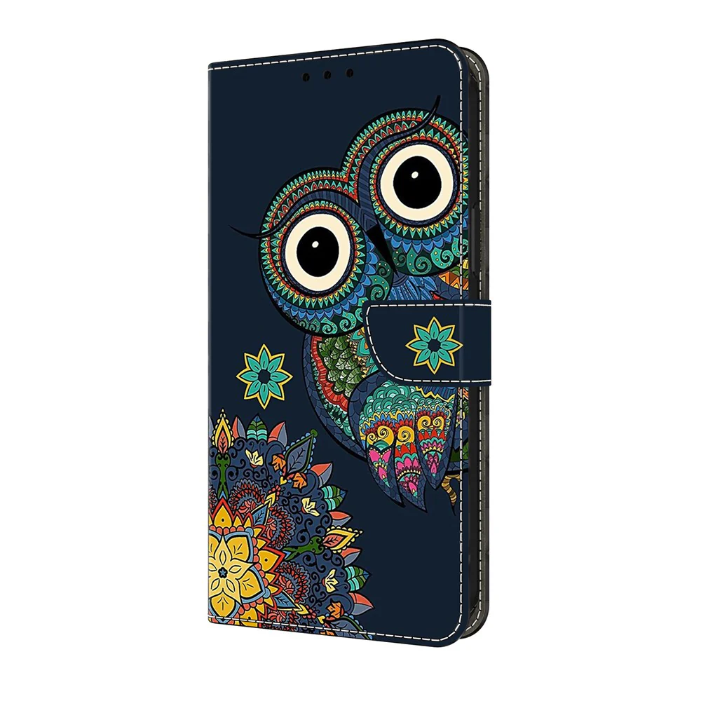 For iPhone 17 Pro Max Wallet Case Pattern Printing PU Leather Flip Stand Phone Cover - Mandala Owl - Image 5