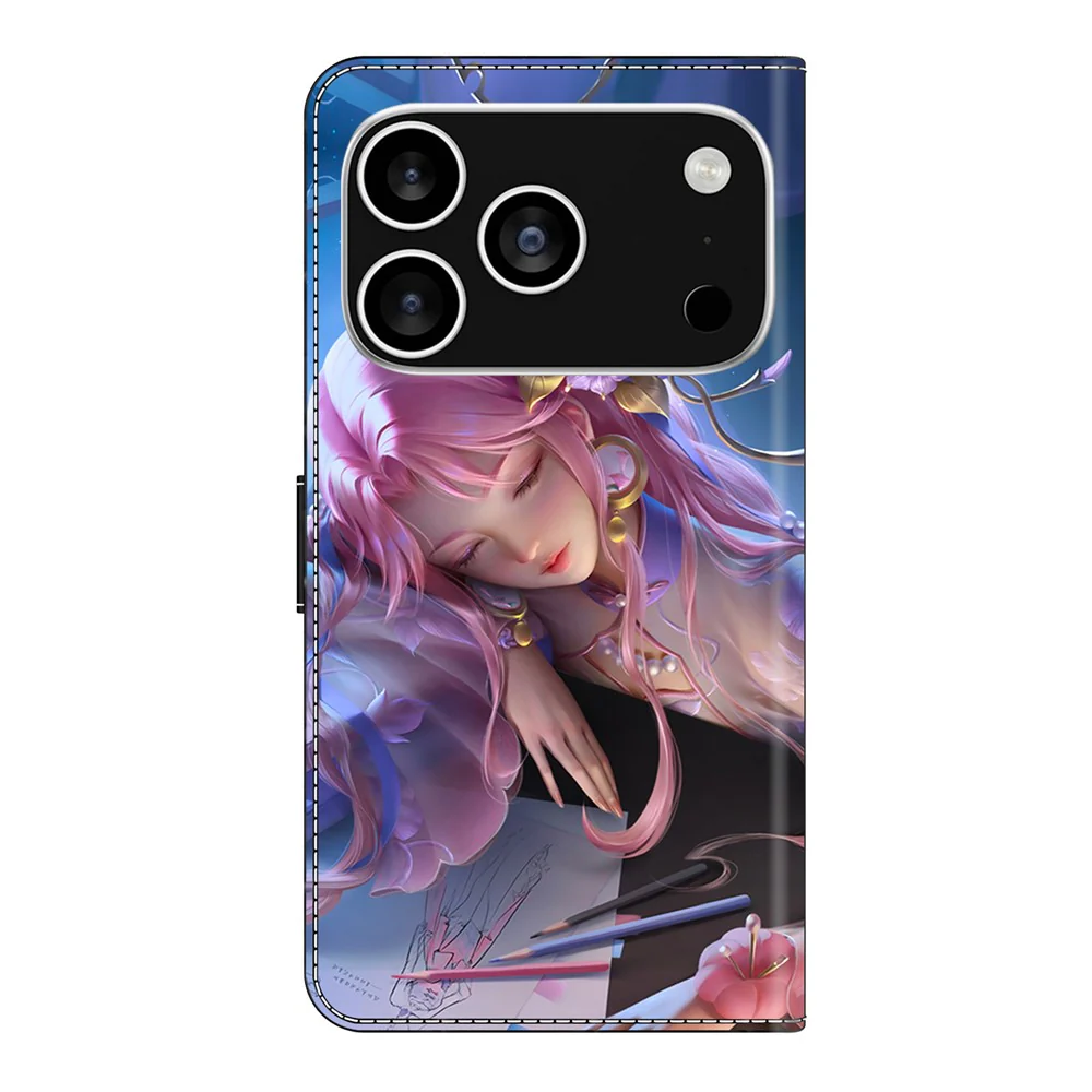 For iPhone 17 Pro Max Wallet Case Pattern Printing Stand Leather Flip Phone Cover - Sleeping Beauty - Image 5