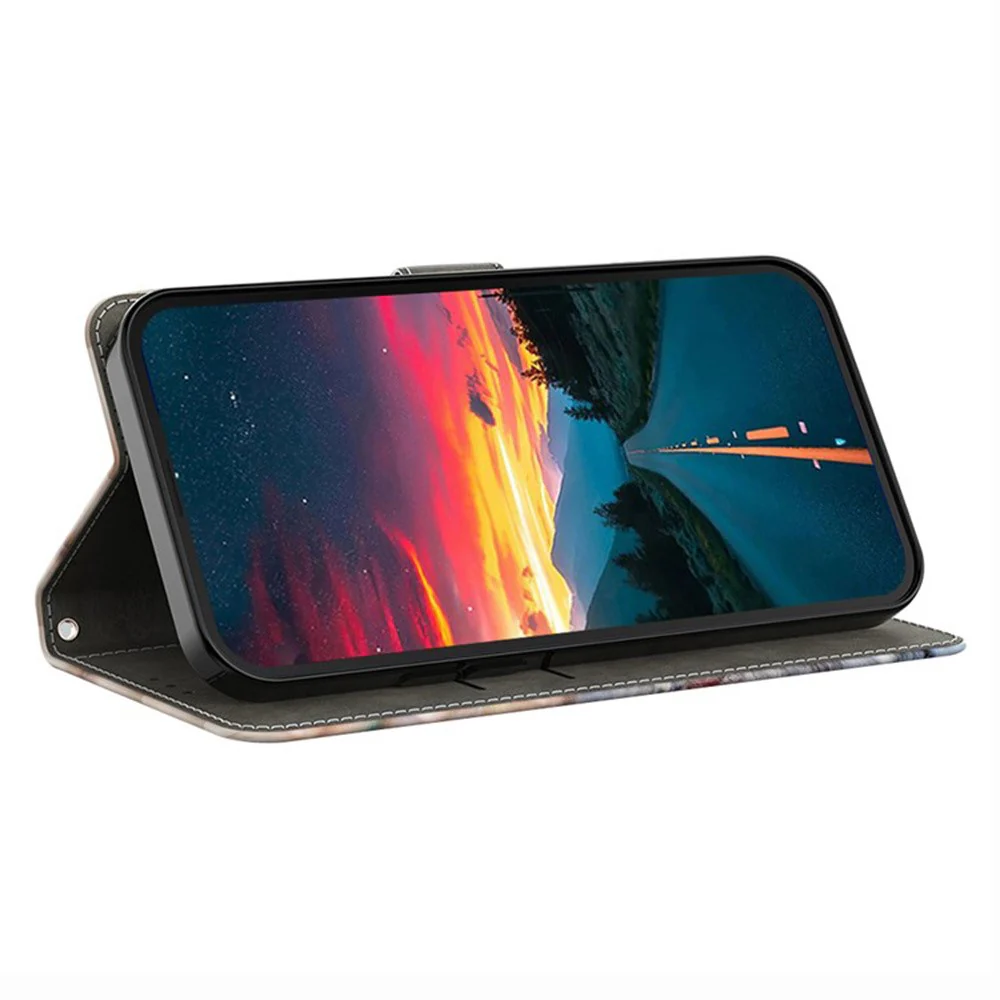 For iPhone 17 Pro Max Wallet Case Pattern Printing Stand Leather Flip Phone Cover - Triangular Marble - Image 3