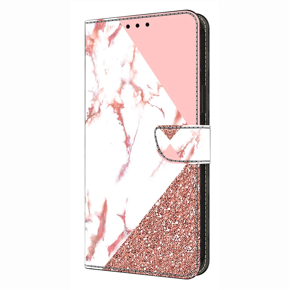For iPhone 17 Pro Max Wallet Case Pattern Printing Stand Leather Flip Phone Cover - Triangular Marble - Image 4