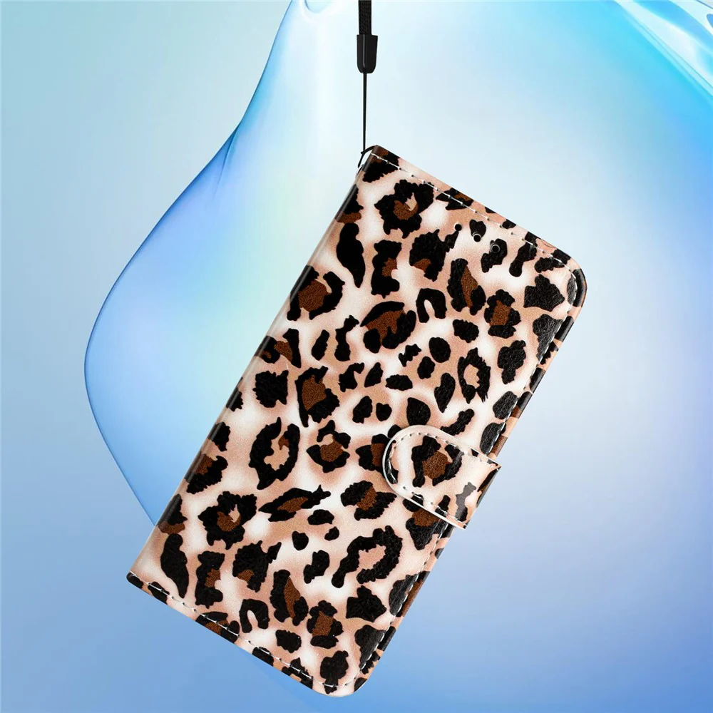 For iPhone 17 Pro Max Wallet Case Printed Pattern Design Leather Phone Cover - Leopard Print - Image 5