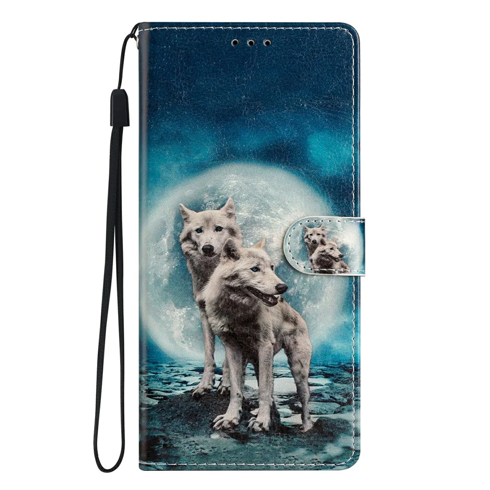 For iPhone 17 Pro Max Wallet Case PU Leather Pattern Printing Stand Phone Cover with Strap - Two Wolves - Image 7