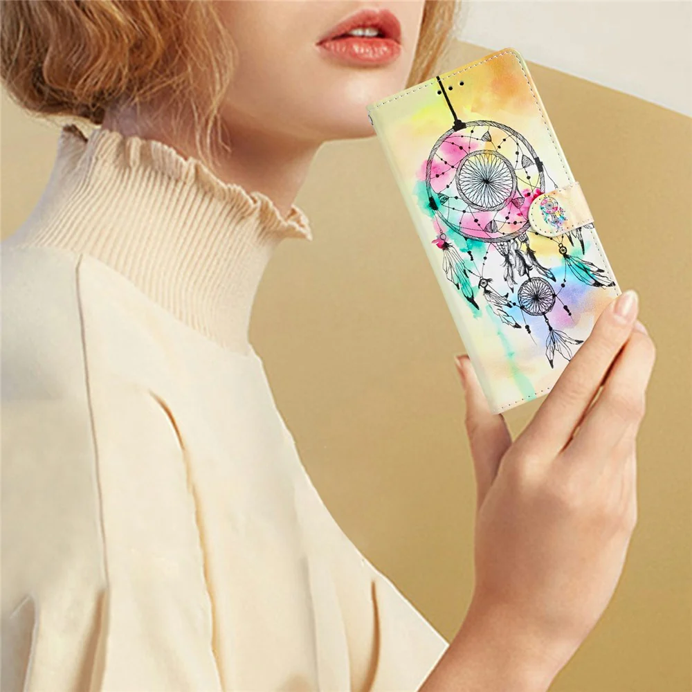 For iPhone 17 Pro Max Wallet Case PU Leather Pattern Printing Stand Phone Cover with Strap - Wind Chime - Image 5