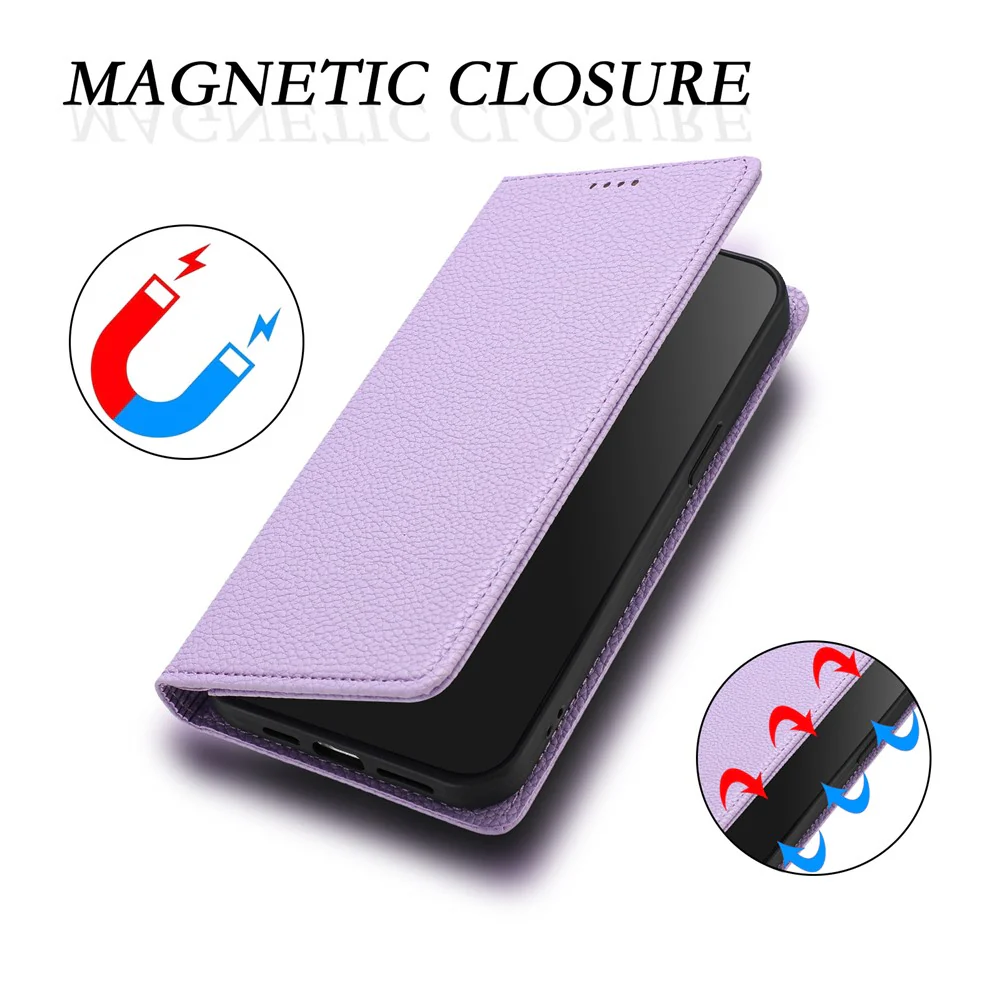 For iPhone 17 Pro Max Wallet Case RFID Blocking Litchi Texture Leather Mobile Cover - Light Purple - Image 8