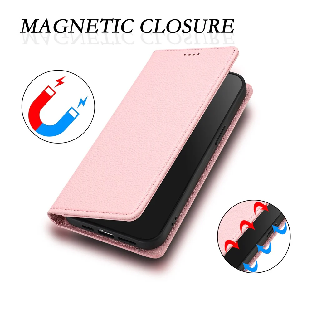 For iPhone 17 Pro Max Wallet Case RFID Blocking Litchi Texture Leather Mobile Cover - Pink - Image 8