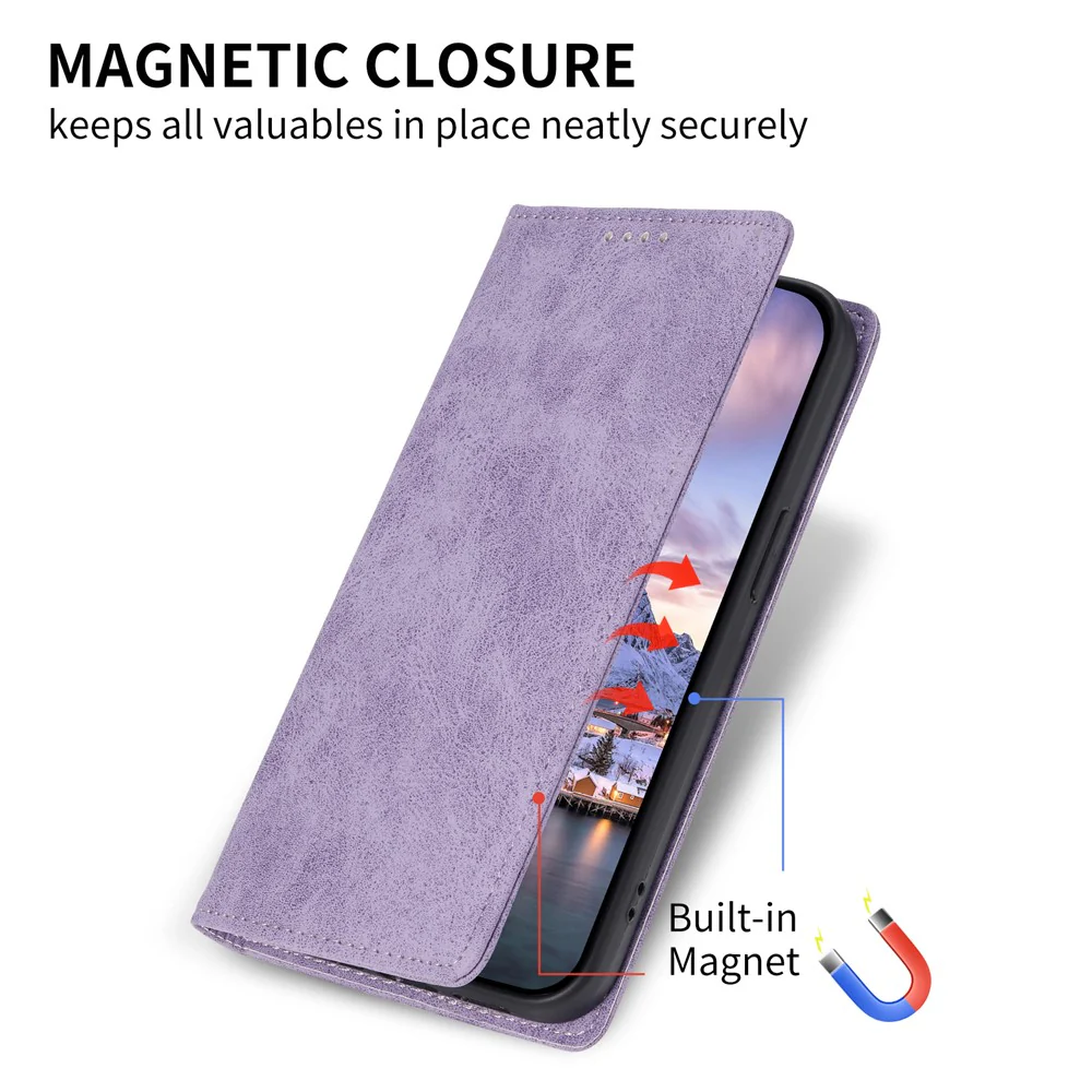 For iPhone 17 Pro Max Wallet Case RFID Blocking PU Leather Phone Cover - Purple - Image 4