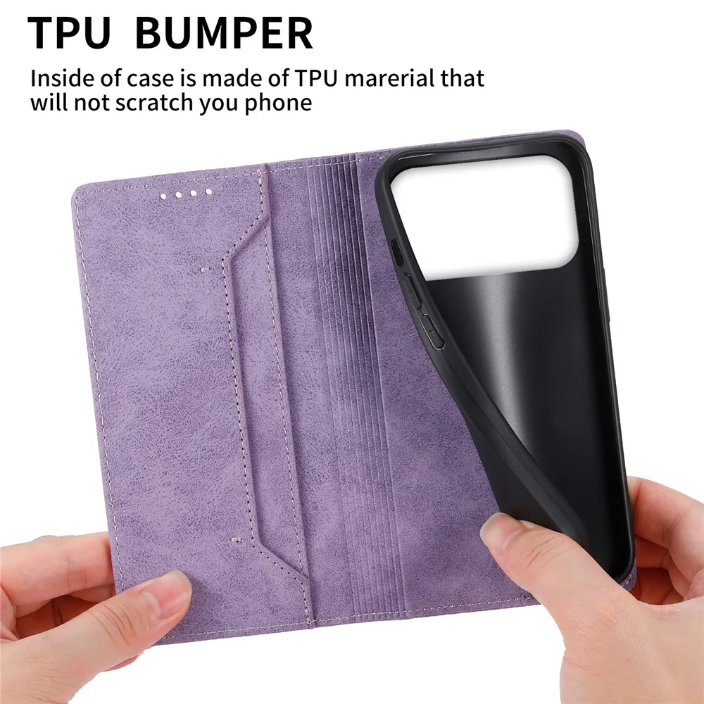 For iPhone 17 Pro Max Wallet Case RFID Blocking PU Leather Phone Cover - Purple - Image 5
