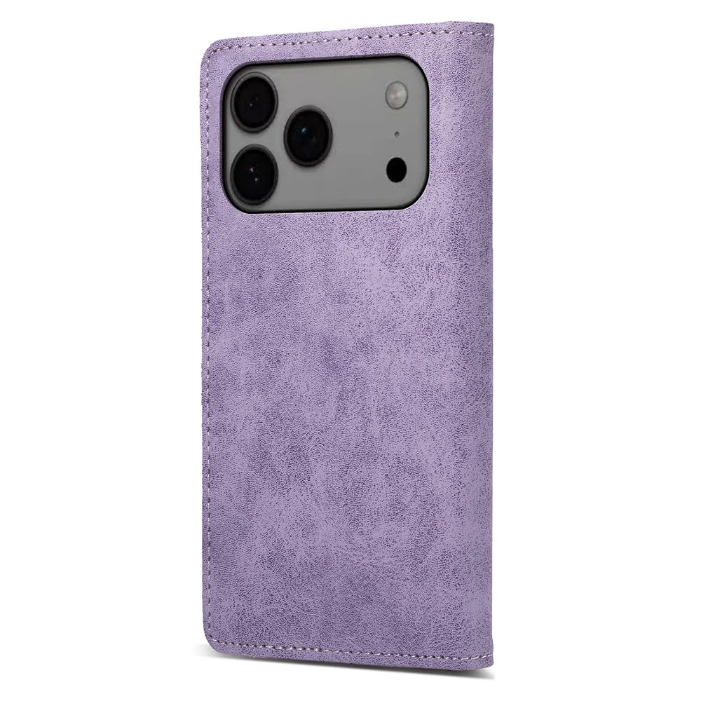 For iPhone 17 Pro Max Wallet Case RFID Blocking PU Leather Phone Cover - Purple - Image 7