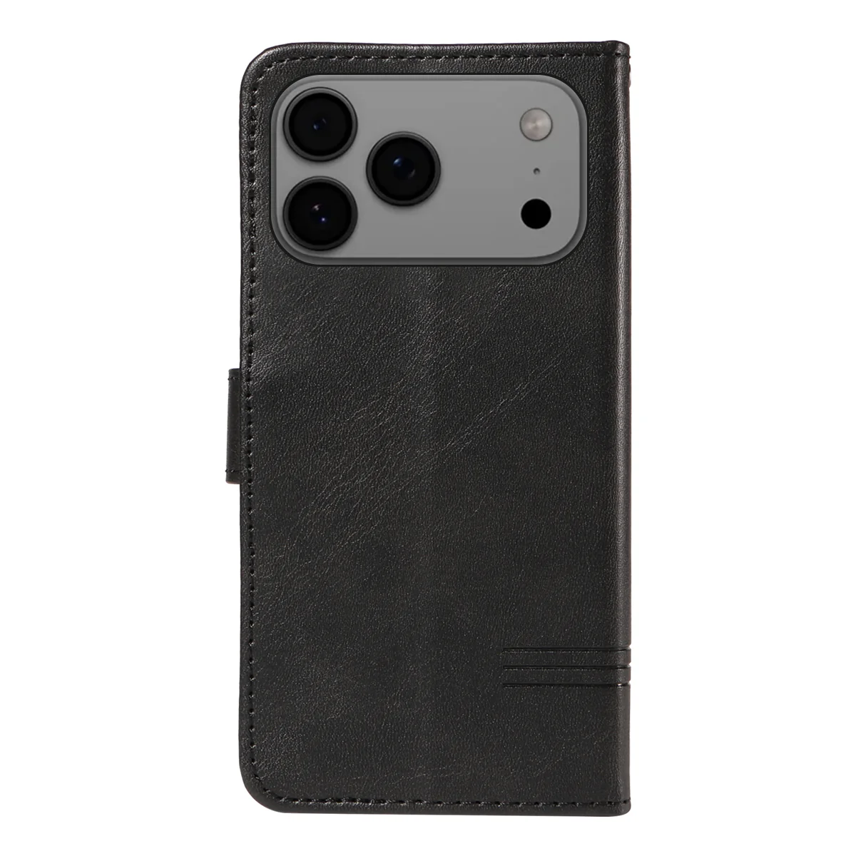 For iPhone 17 Pro Max Wallet Case T-Shape Lines Leather Phone Cover Stand - Black - Image 7