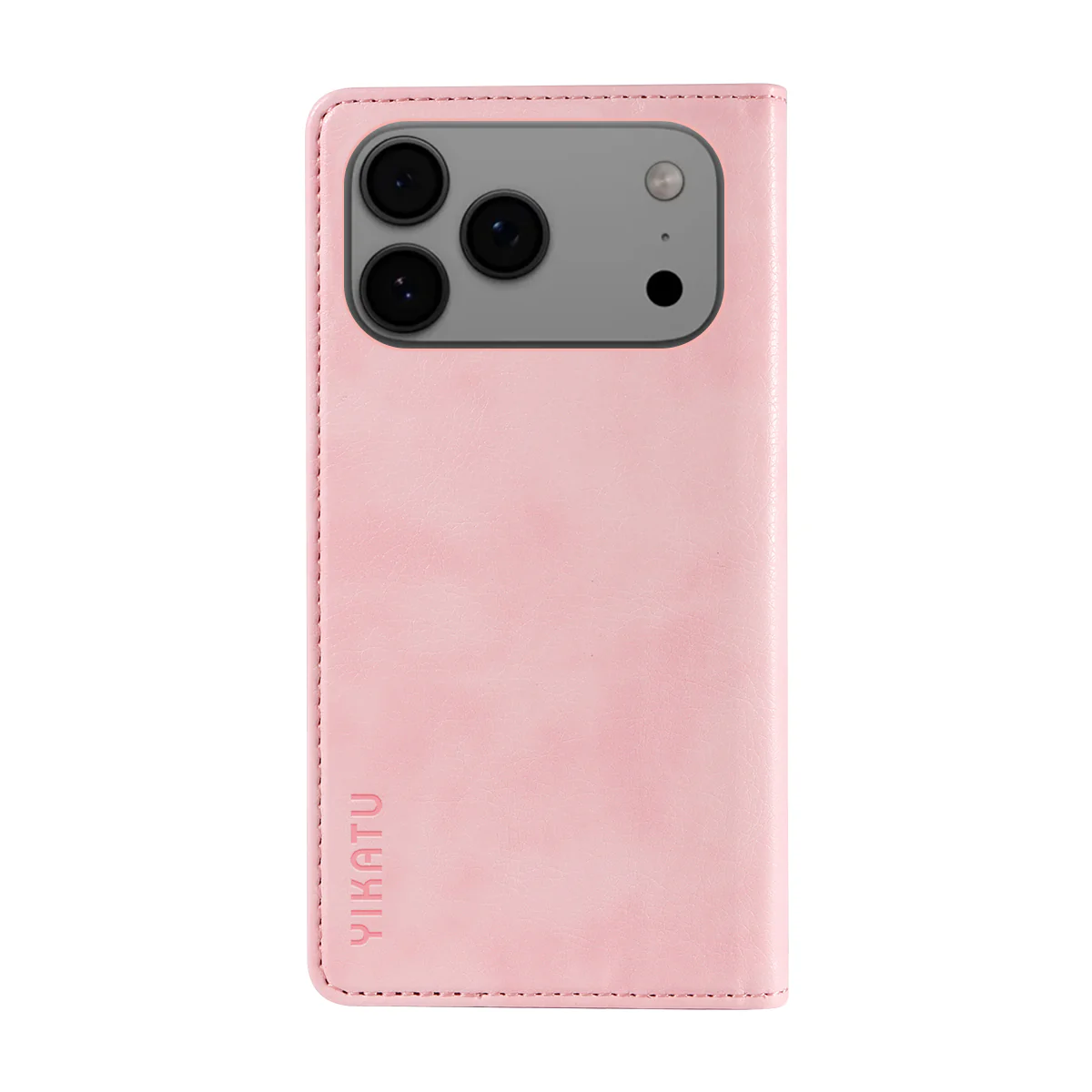 For iPhone 17 Pro Max Wallet Case YIKATU YK-006 Magnetic Closure Leather Phone Cover Litchi Texture - Pink - Image 7