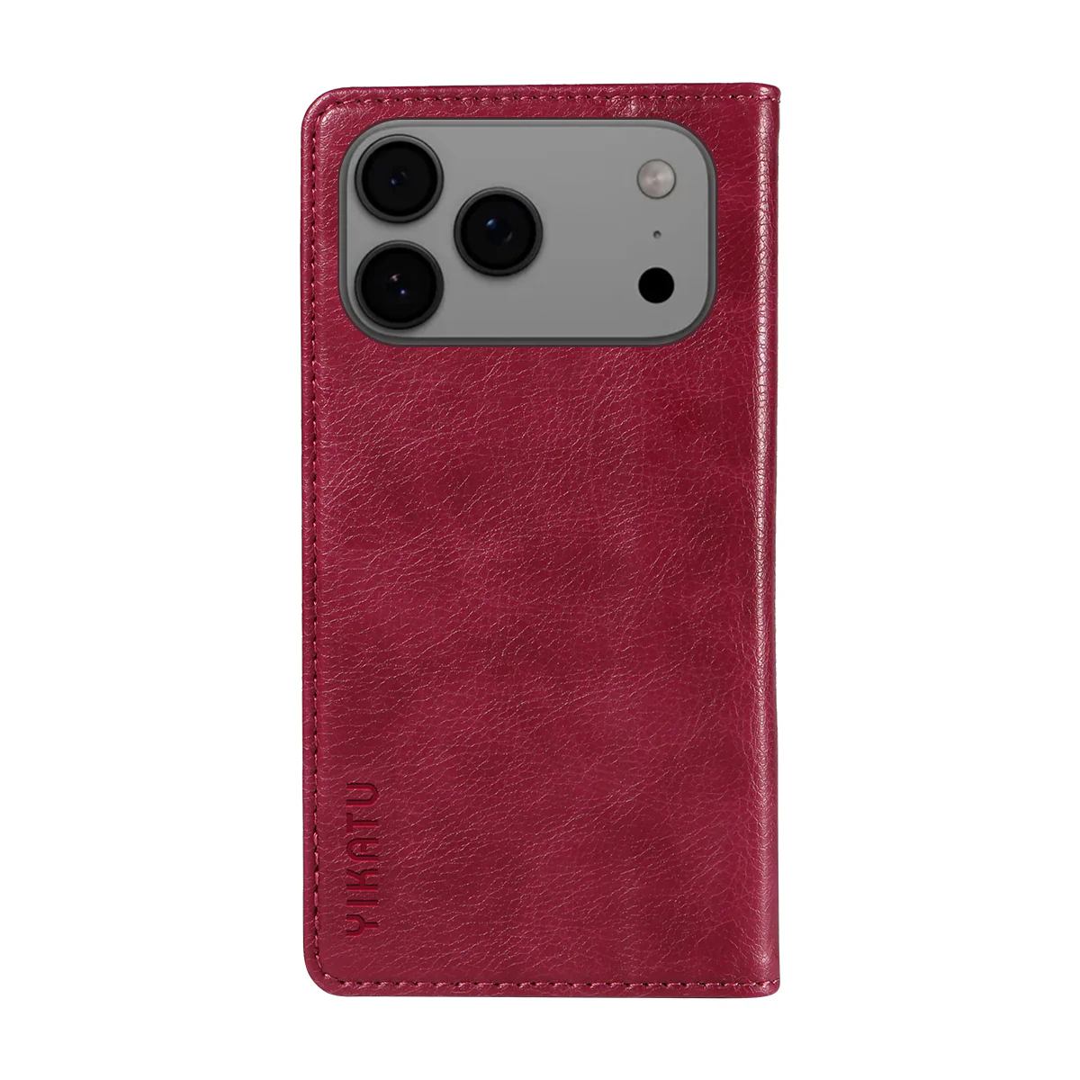 For iPhone 17 Pro Max Wallet Case YIKATU YK-006 Magnetic Closure Leather Phone Cover Litchi Texture - Wine Red - Image 7