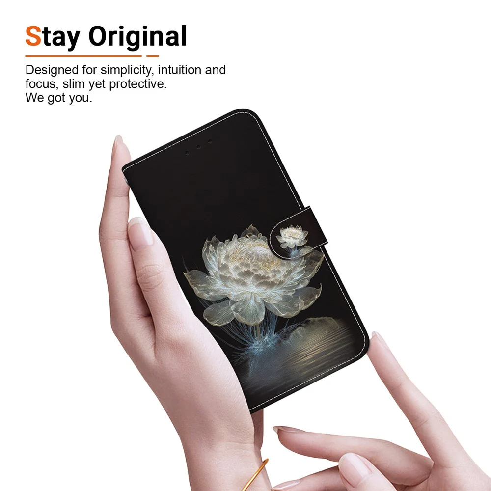For iPhone 17 Pro Max Wallet Phone Case Anti-Drop Leather Flip Cover Pattern Printing with Strap - Crystal Peony - Image 5