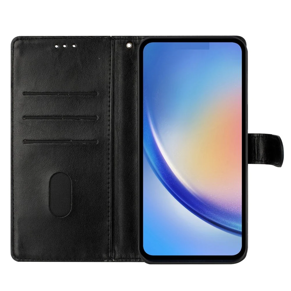 For iPhone 17 Pro Max Wallet Phone Case Butterfly Floral Imprint Leather Flip Cover with Strap - Black - Image 2