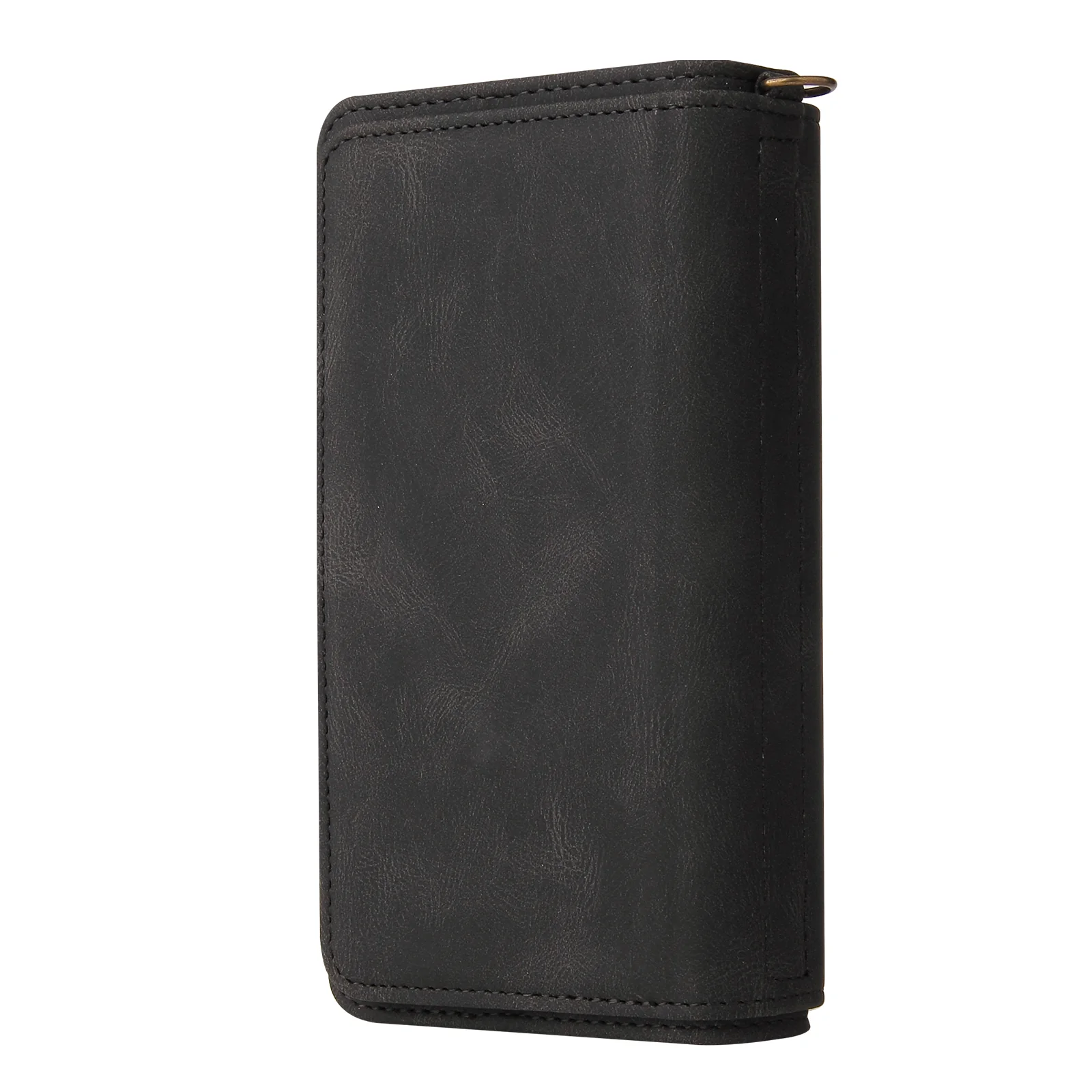 For iPhone 17 Pro Max Zipper Wallet Case with 15 Card Slots and Strap Leather Phone Cover - Black - Image 7