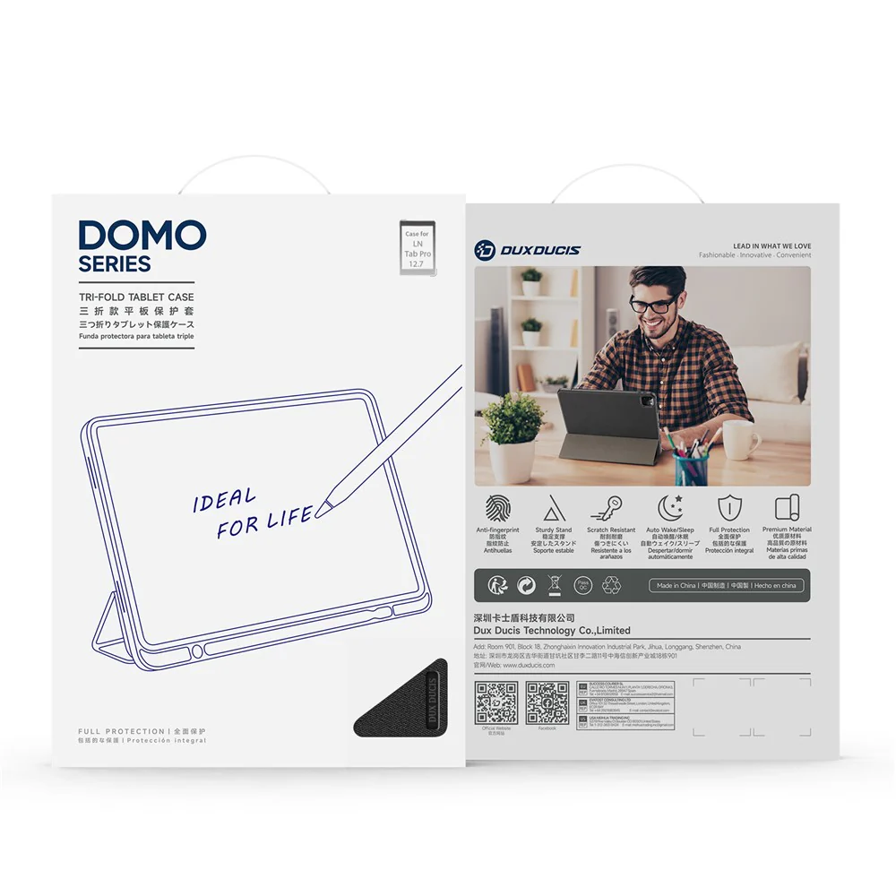 For Lenovo Idea Tab Pro Case DUX DUCIS Domo Series Tri-fold Stand PU Leather Protective Tablet Cover - Black - Image 8