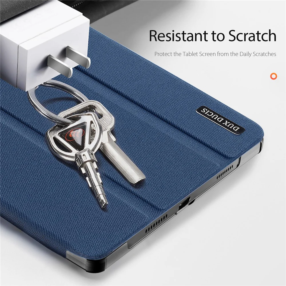 For Lenovo Idea Tab Pro Case DUX DUCIS Domo Series Tri-fold Stand PU Leather Protective Tablet Cover - Blue - Image 3