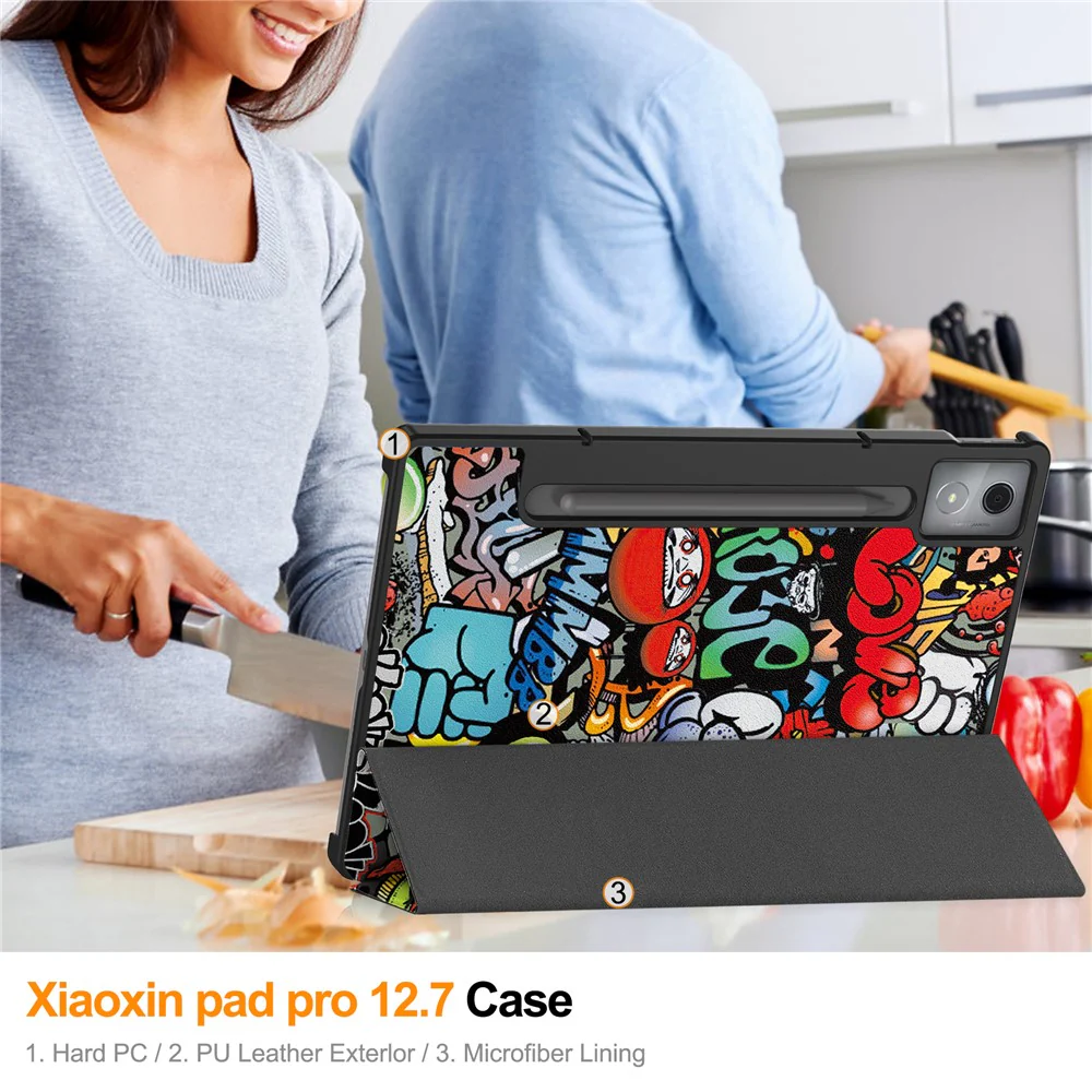 For Lenovo Idea Tab Pro Case Pattern Print Leather Stand Tablet Cover - Graffiti - Image 7