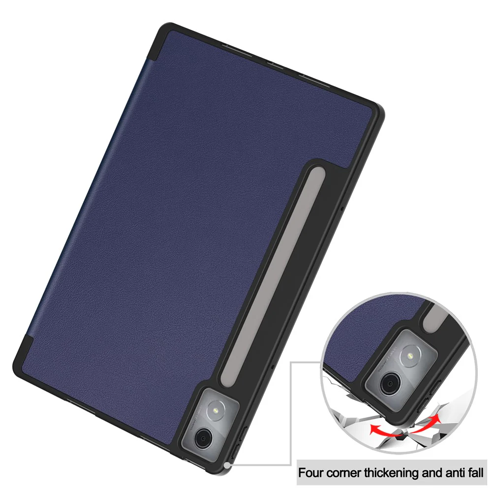For Lenovo Idea Tab Pro Case Tri-Fold Stand Leather + PC Tablet Cover with Pen Holder - Dark Blue - Image 8