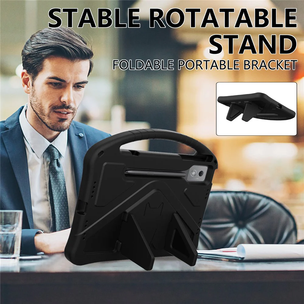 For Lenovo Idea Tab Pro (TB-373FU) Case EVA Tablet Cover with Handle Kickstand Children Friendly - Black - Image 6